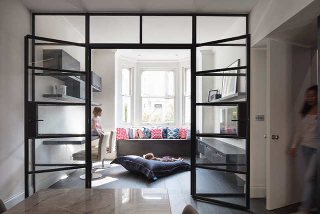 Elegant Crittall-style glazing in period living space